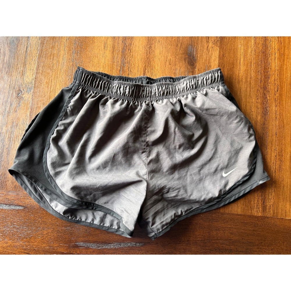 Nike Womens Dri-FIT Tempo Running Shorts Gray Black Mesh Athletic Size Large